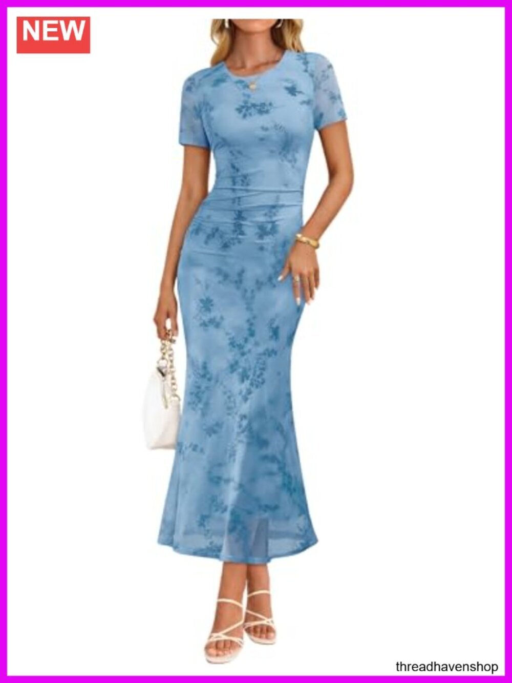 Bodycon Mesh Maxi Dress with Ruched Waist for Cocktail Party